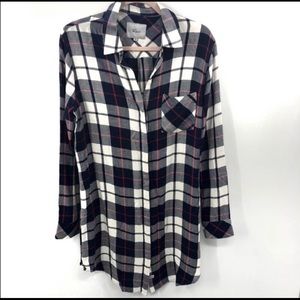 Rails Plaid White Navy Pink Tunic Shacket Top M